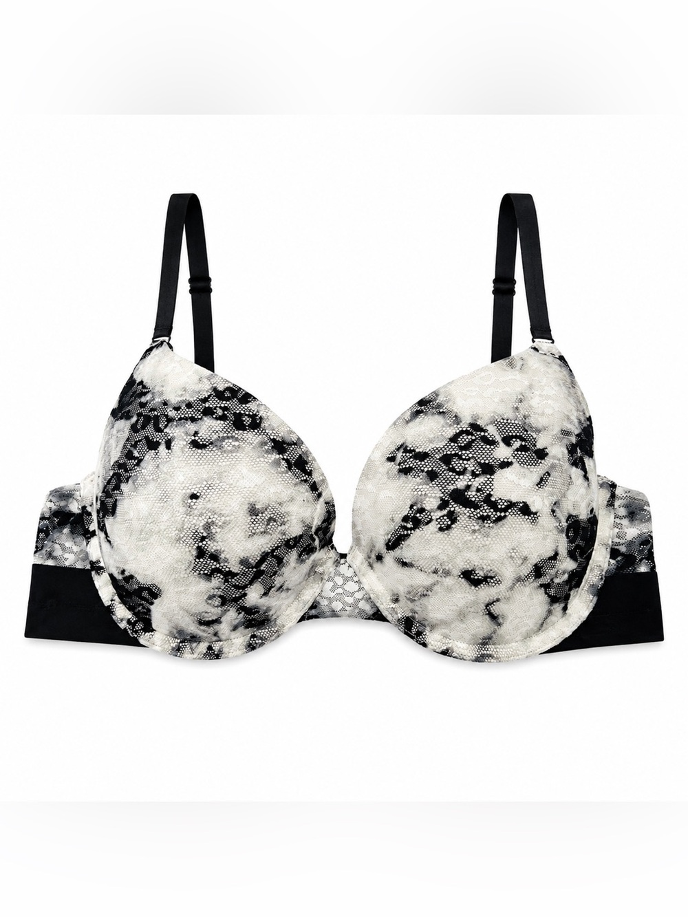 PINK Victoria’s Secret Wear Everywhere Push Up Bra size 34D Black White Lace